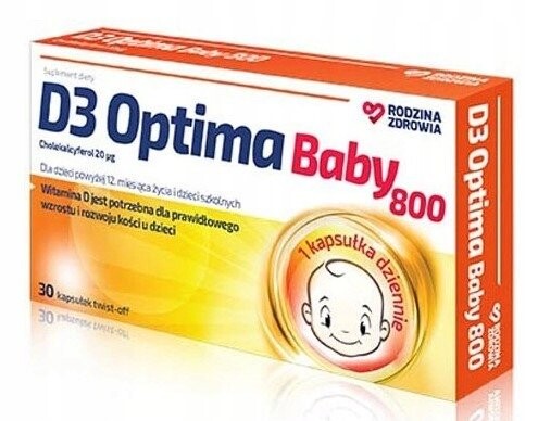

Rodzina Zdrowia, D3 Optima Baby 800, 30 капс. Silesian Pharma