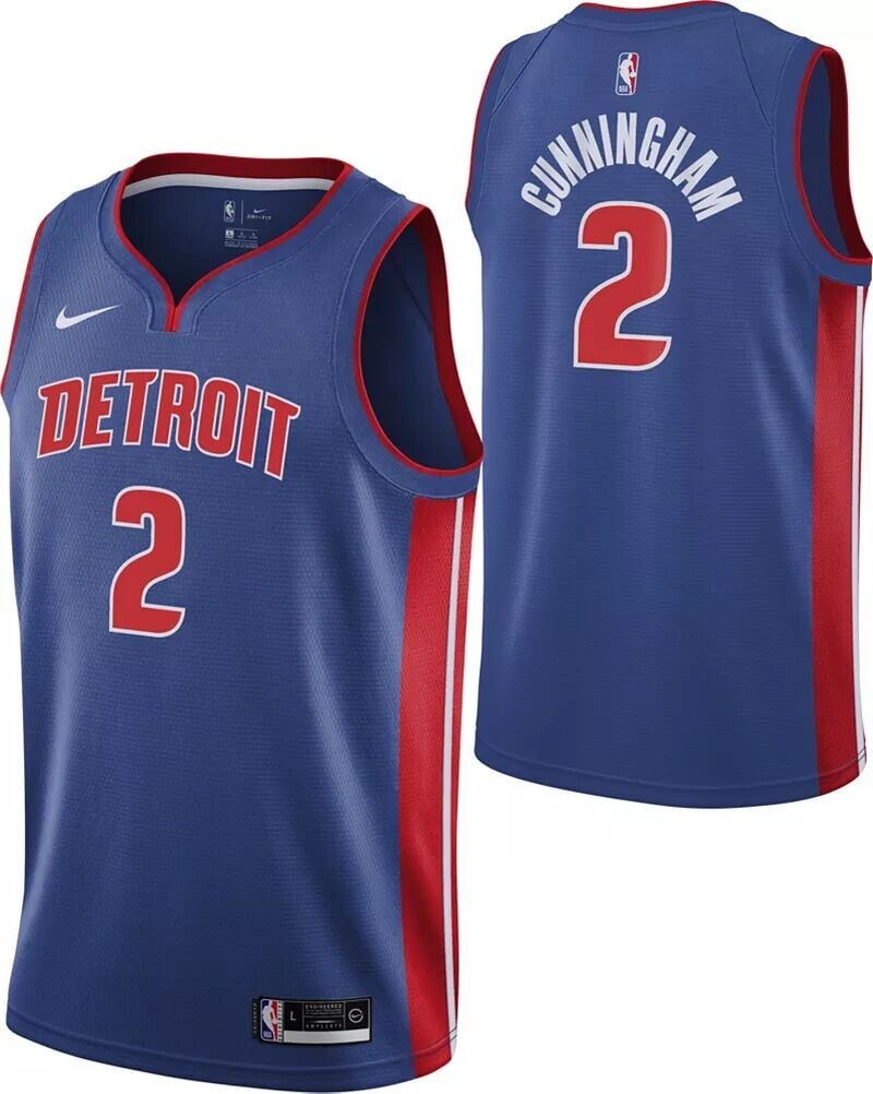 

Синяя майка Nike Youth Detroit Pistons Cade Cunningham #2 Dri-FIT Swingman