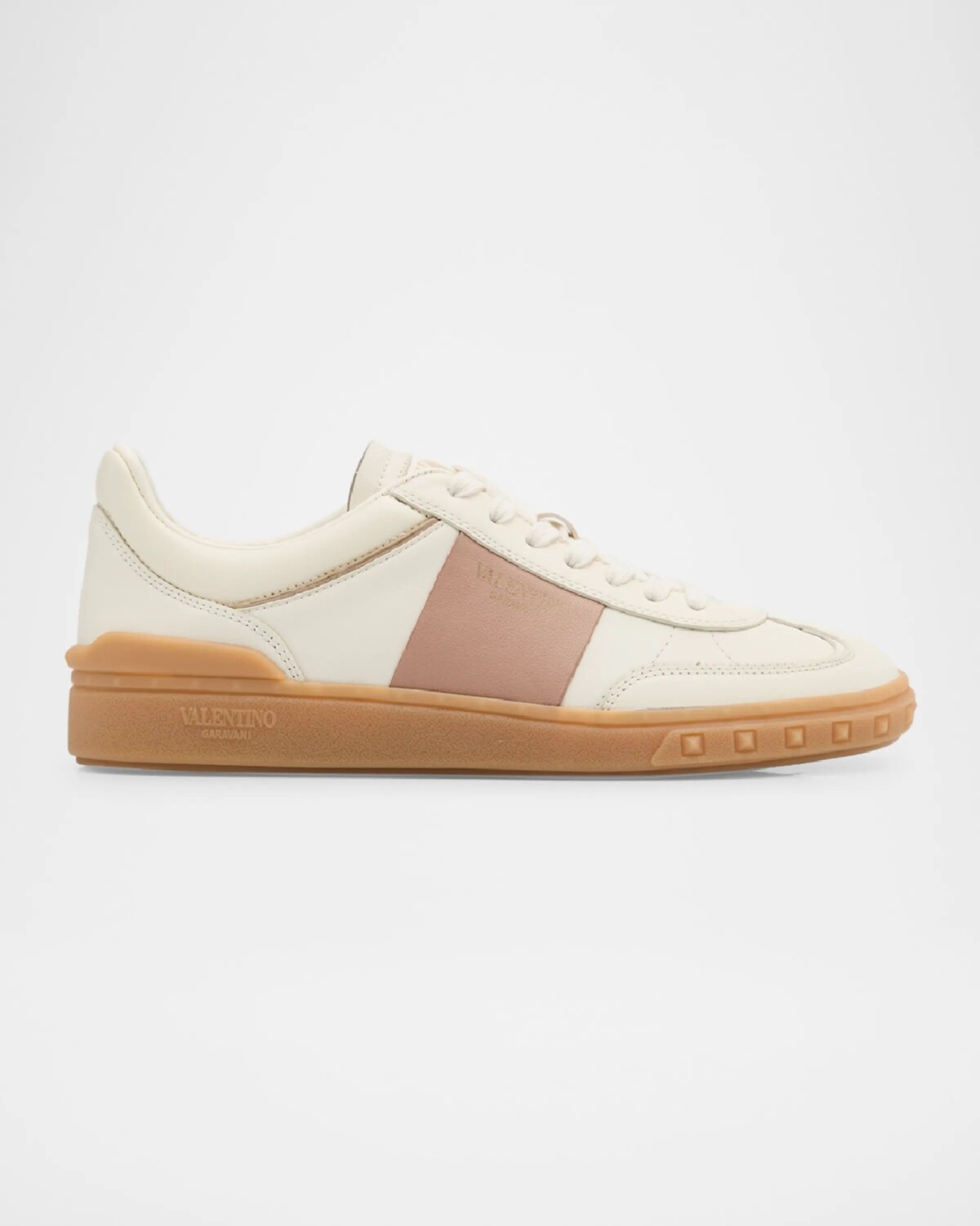 

Низкие кеды Upvillage в двухцветную полоску Valentino Garavani, цвет Ycc Ivory-Rose Cannelle/Skin/Ambra