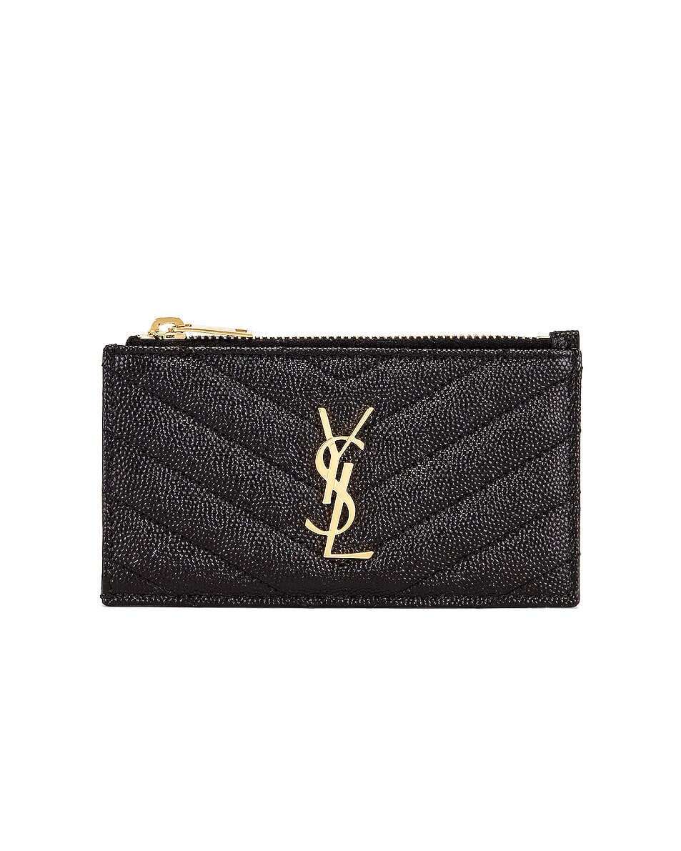 

Сумка Saint Laurent Zipped Fragments Card Case, нуар