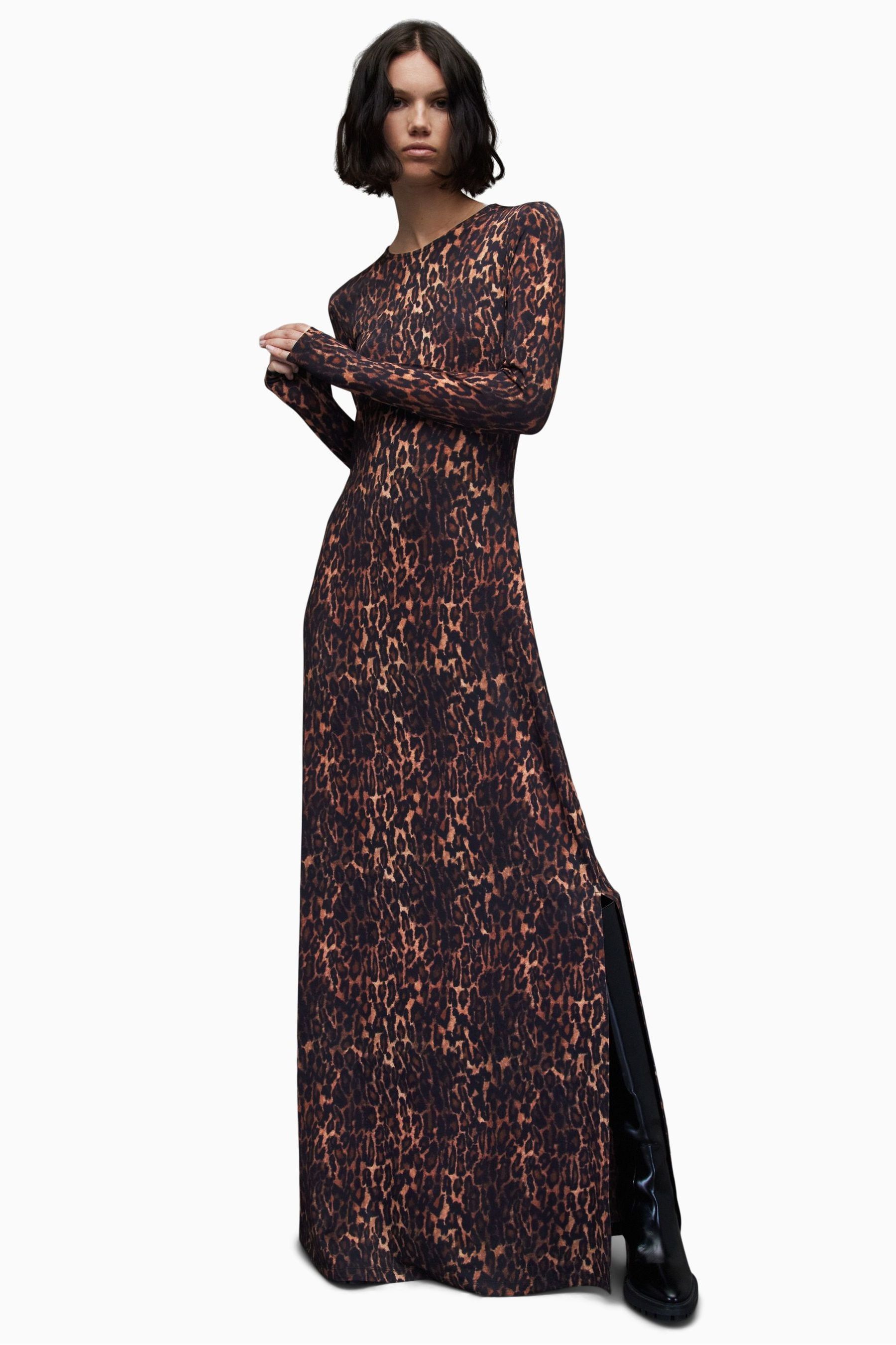 Коричневое платье макси AllSaints Katlyn Evita All Saints, коричневый