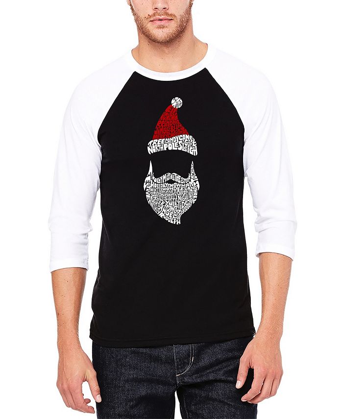 Мужская бейсбольная футболка реглан с изображением Санта-Клауса Word Art LA Pop Art, цвет Black, White