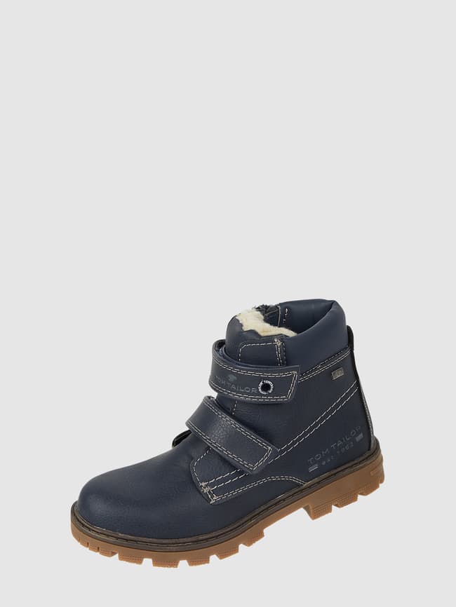 Кожаные ботинки с тедди-подкладкой Tom Tailor, темно-синий