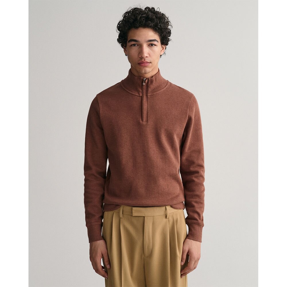 Свитер Gant Sacker Rib Half Zip, коричневый