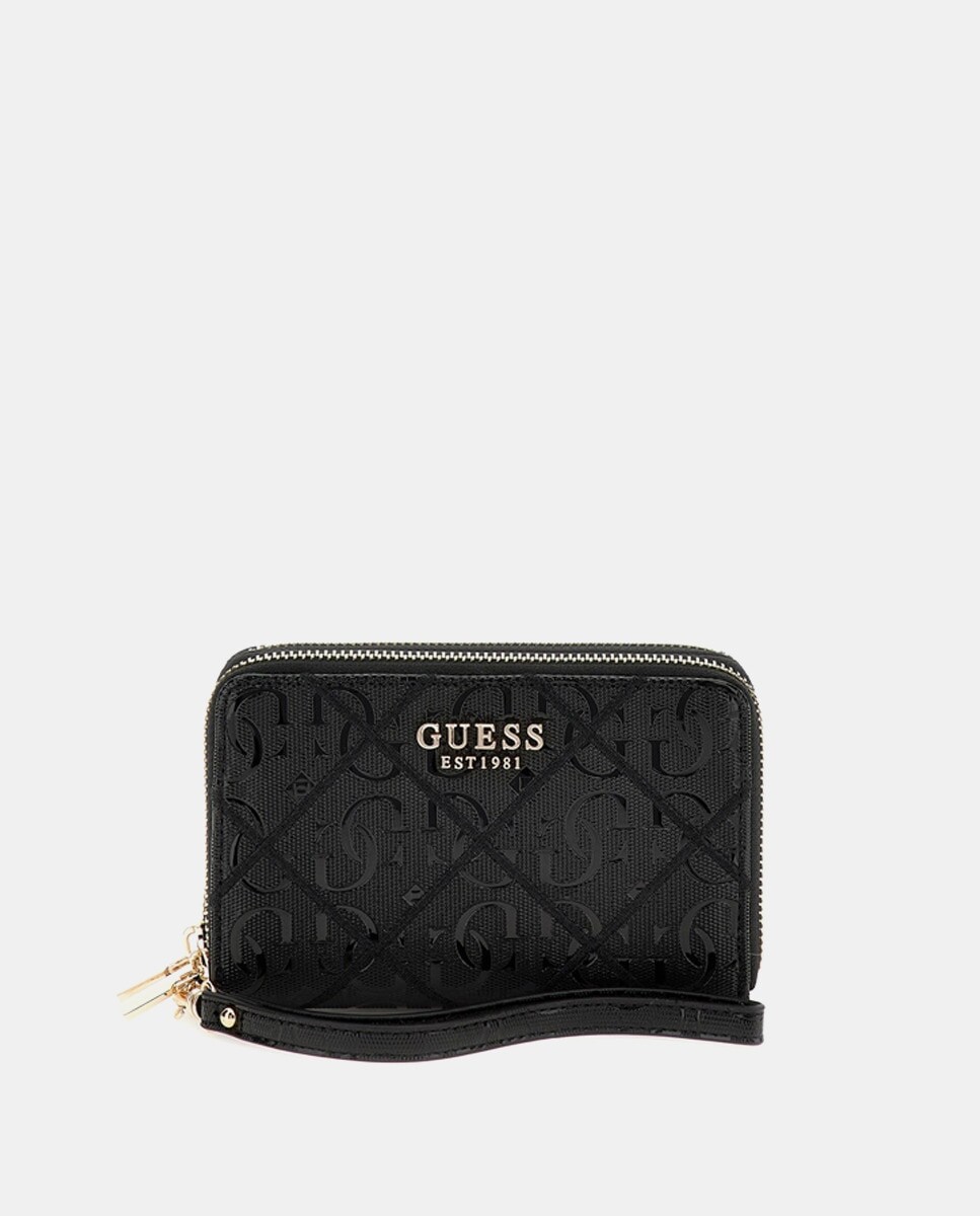 

Средний черный кошелек на молнии и дополнительной ручке Guess, черный