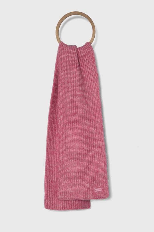 Шарф из смесовой шерсти Superdry, розовый шарф из смесовой шерсти guess розовый