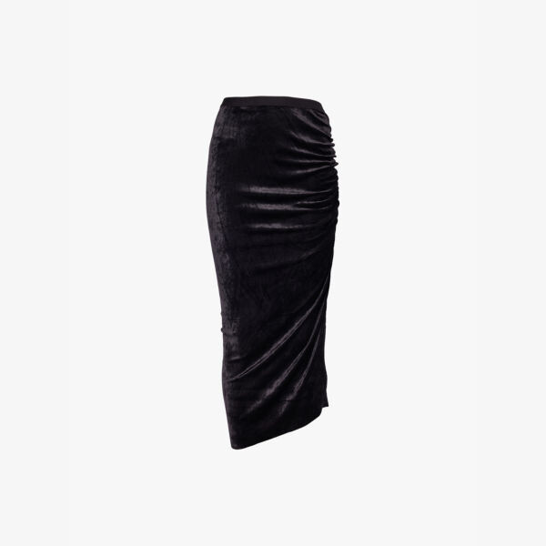 

Велюровая юбка миди Svita со сборками по бокам Rick Owens Lillies, черный
