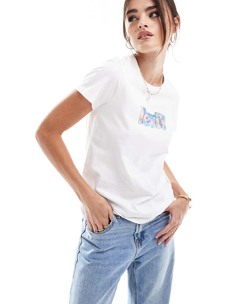 

Levi's – Perfect – White> Футболка с логотипом в мраморном узоре 3r