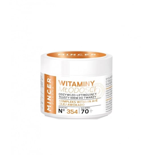 Витамины молодости 70+, питательный и лифтинговый жирный крем №354, 50 мл Mincer Pharma