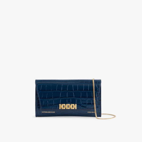 

Кошелек из фирменной фольгированной кожи на цепочке Victoria Beckham, синий