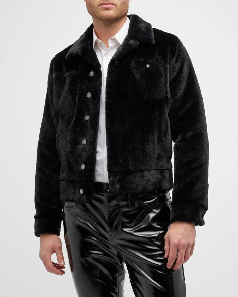 

Мужская джинсовая куртка из искусственного меха Saint Laurent, Черный