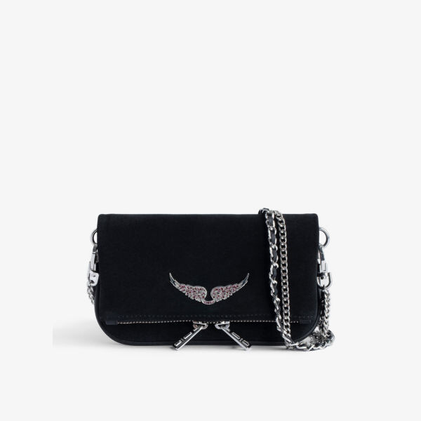 

Замшевый клатч Rock nano с украшением в виде крыльев Zadig&Voltaire, цвет noir
