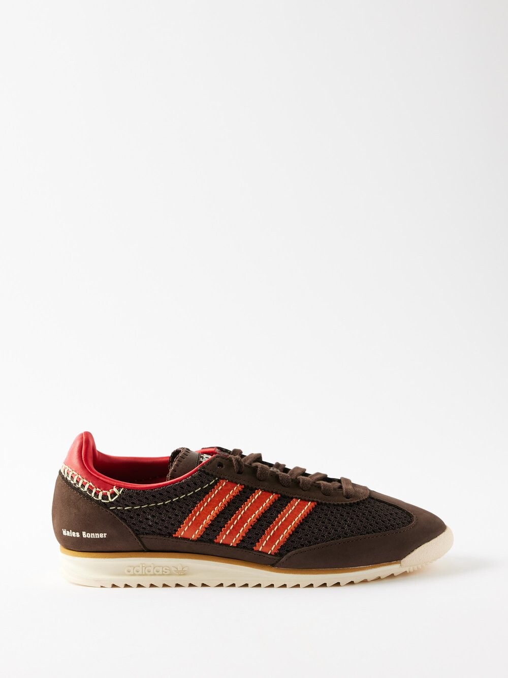 

Трикотажные кроссовки sl72 с кожаной отделкой Adidas X Wales Bonner, коричневый