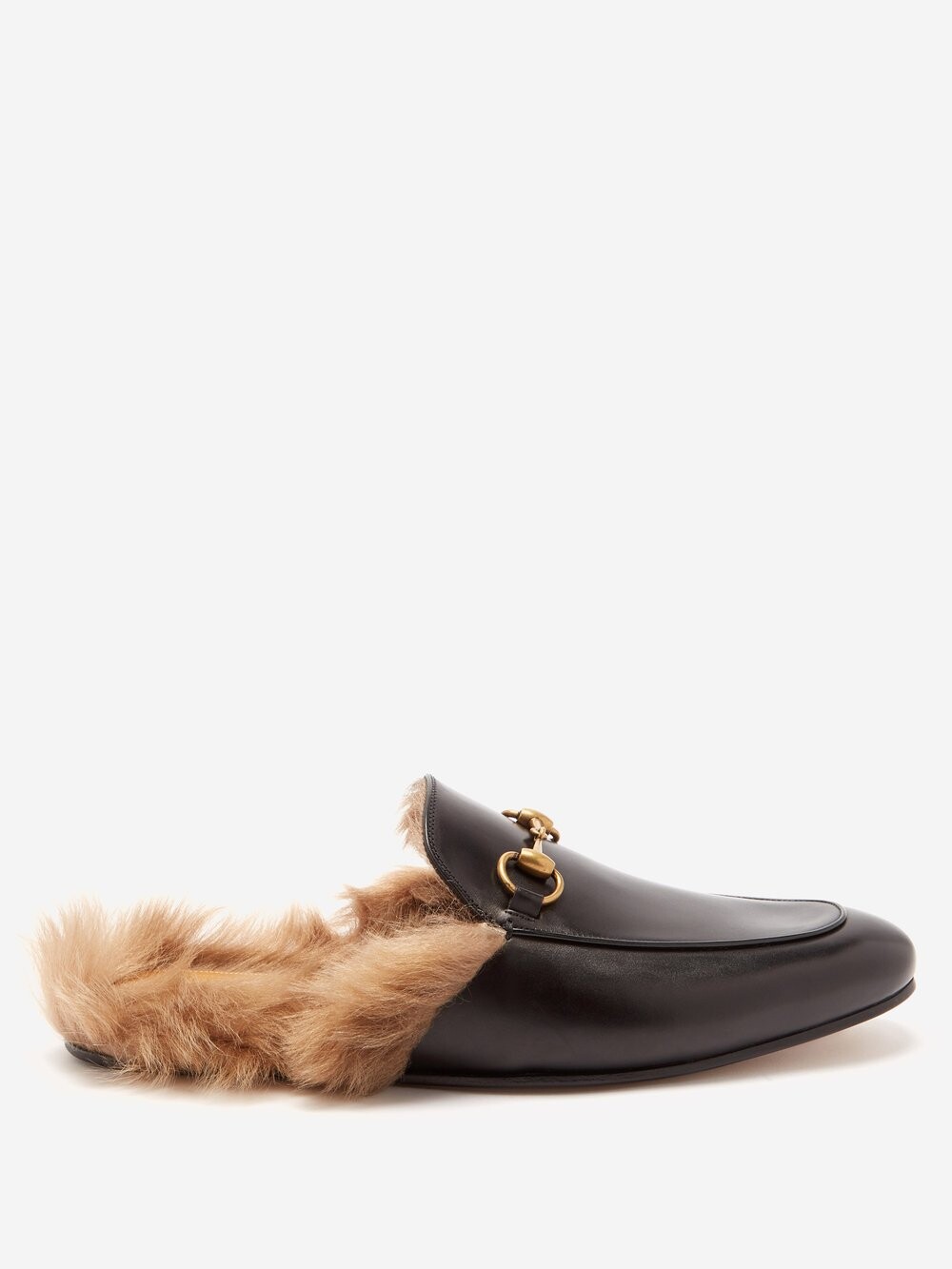 

Лоферы princetown из овчины и кожи без спинки Gucci, черный