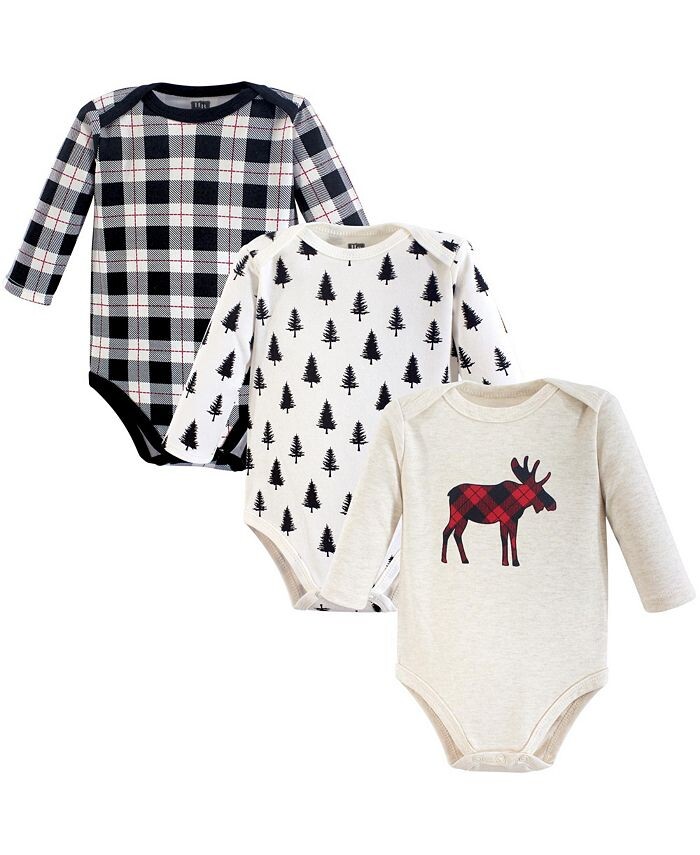 

Хлопковые боди с длинными рукавами для маленьких мальчиков, 3 шт., Moose Hudson Baby, мультиколор