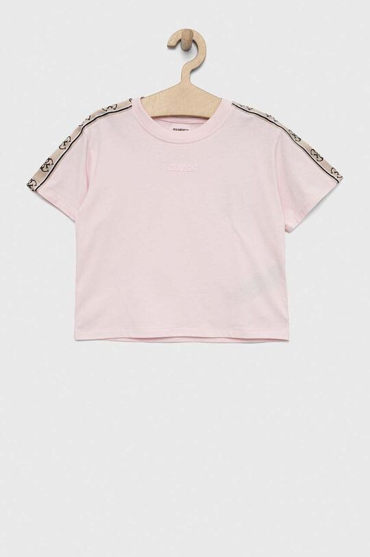 

Детская хлопковая футболка Guess, розовый
