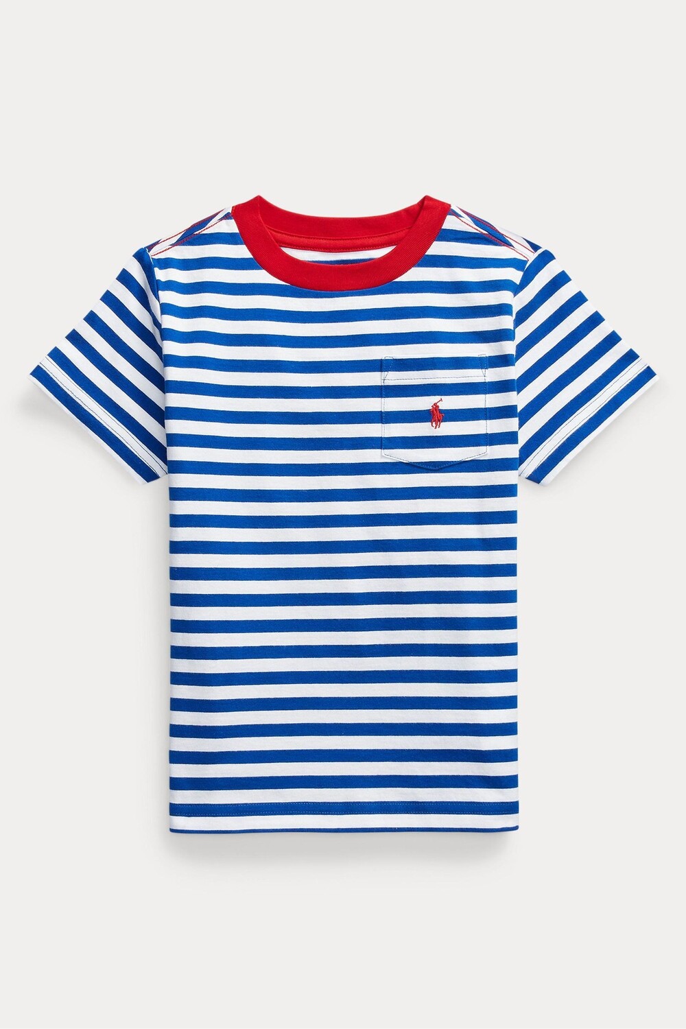 

Футболка из полосатого хлопкового трикотажа с карманом Polo Ralph Lauren, синий