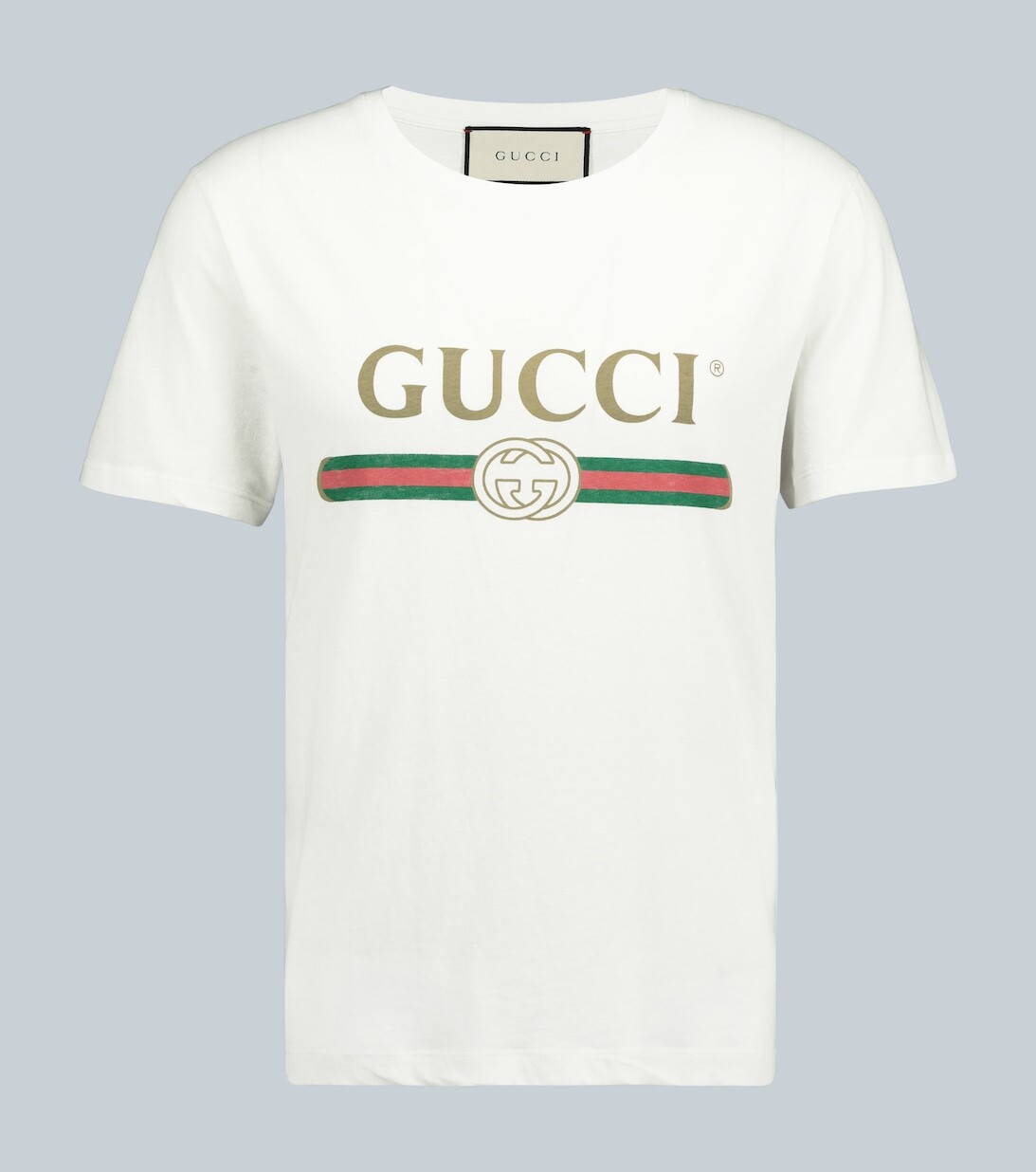 

Хлопковая футболка оверсайз с логотипом Gucci, белый