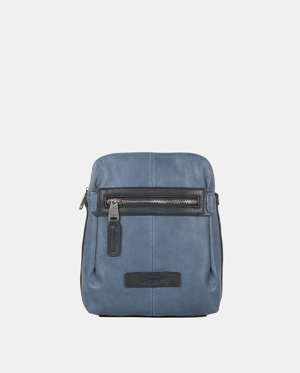 Двусторонняя мужская сумка через плечо темно-синего цвета Liberto, темно-синий