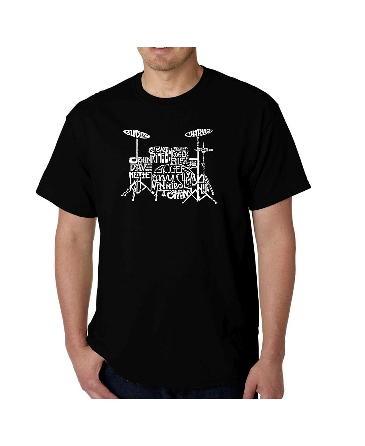 цена Мужская футболка с рисунком Word Art — барабаны LA Pop Art