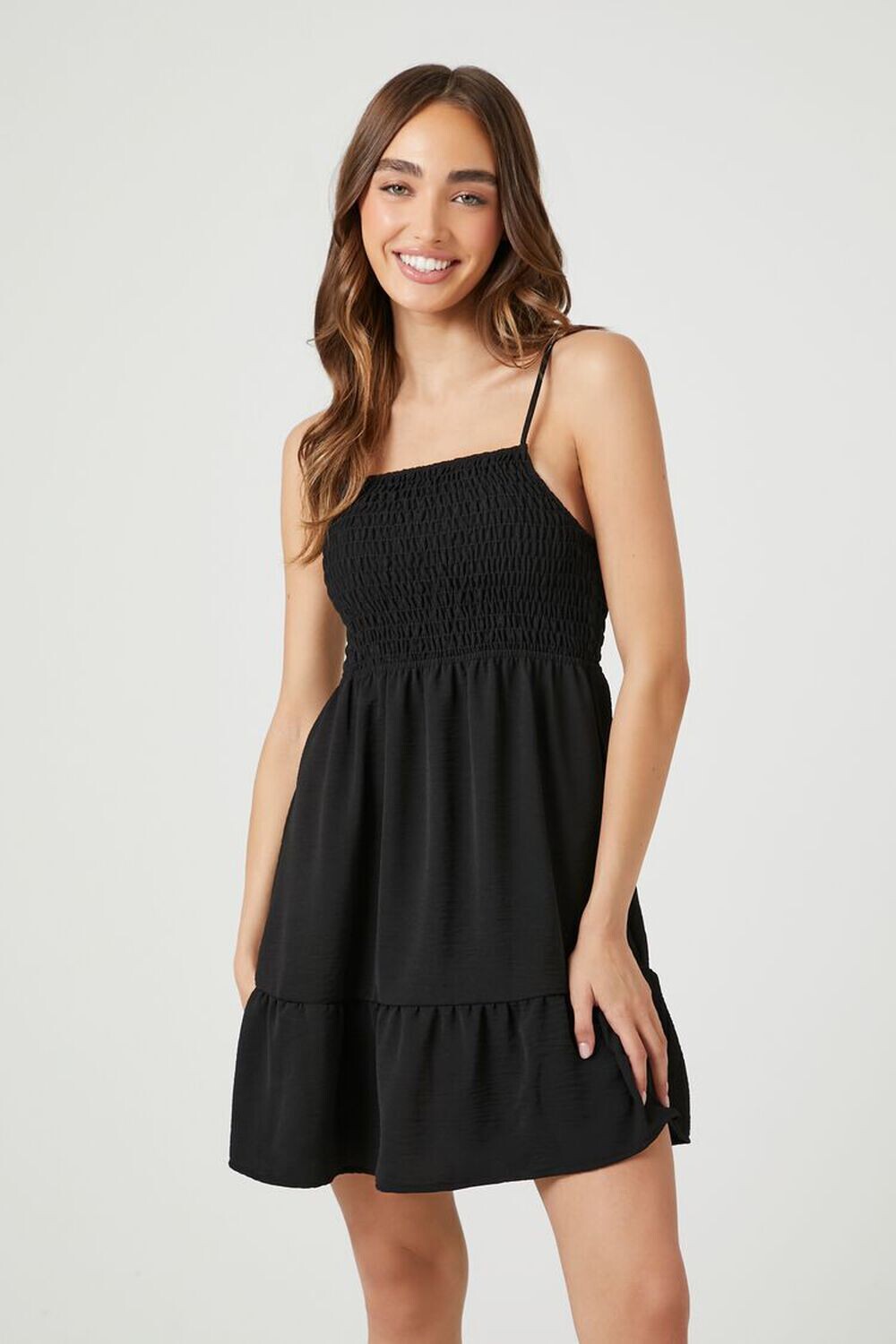 

Мини-платье А-силуэта со сборками Forever 21, черный