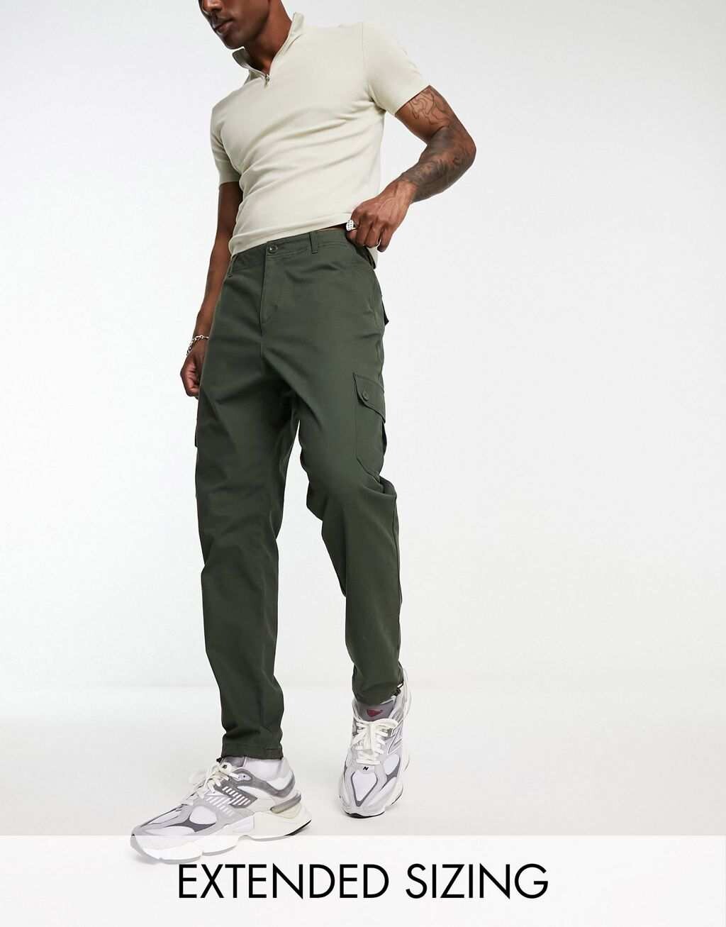 

Зауженные брюки карго цвета хаки ASOS DESIGN