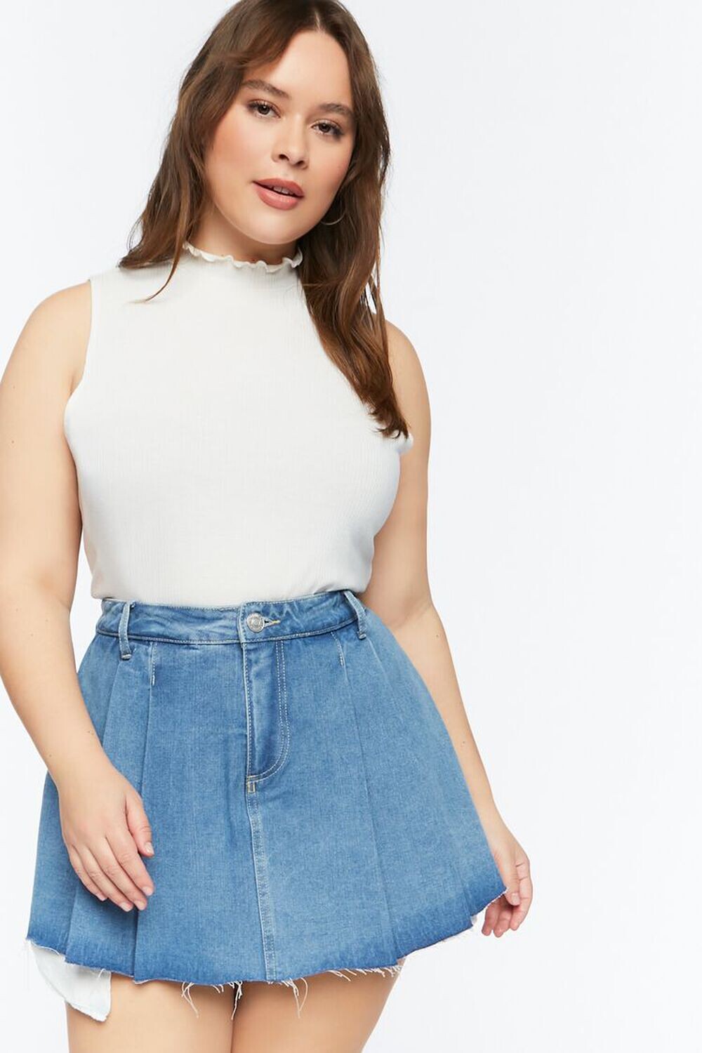 

Плиссированная джинсовая юбка больших размеров Forever 21, деним