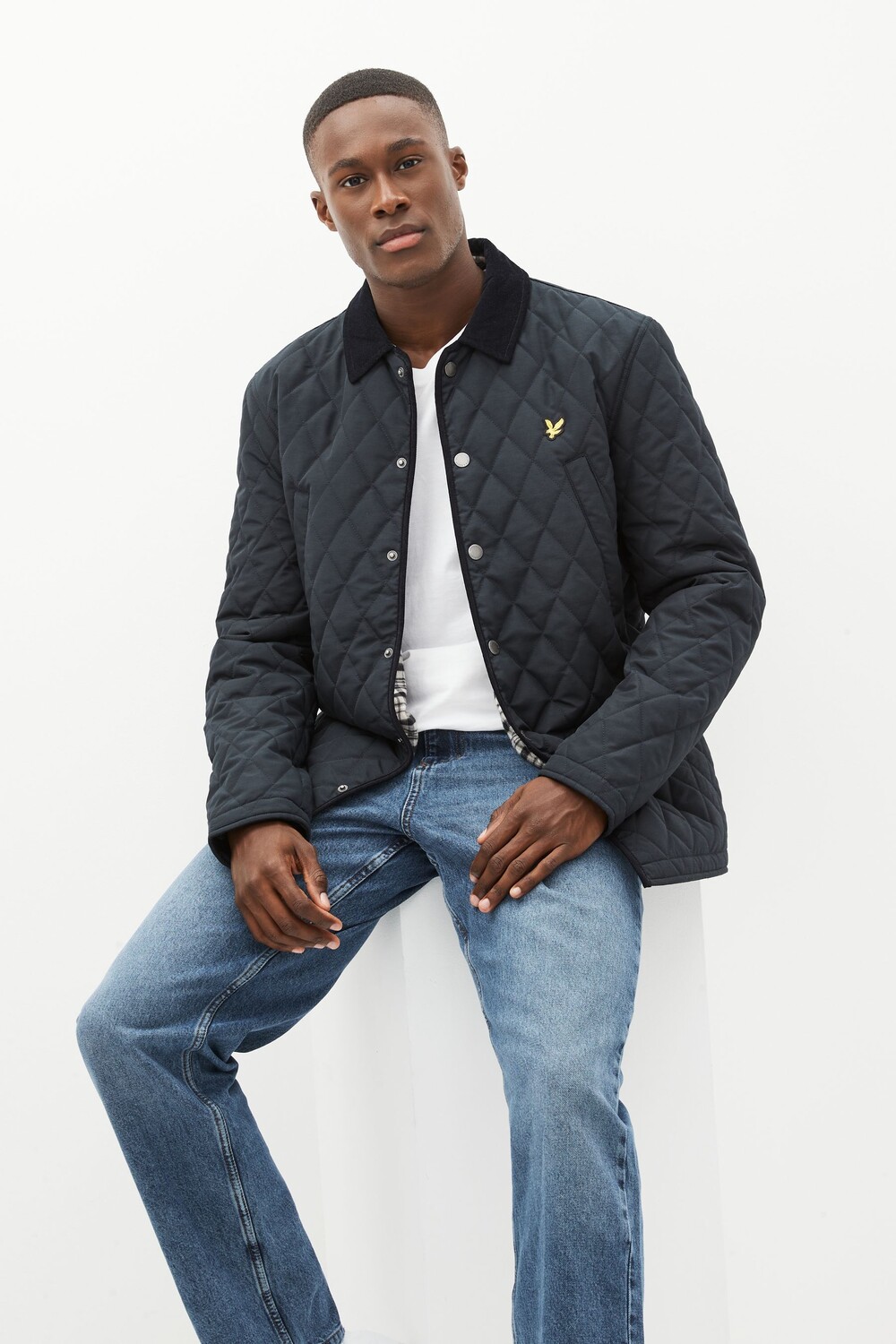 

Стеганая куртка с бриллиантами Lyle & Scott, синий