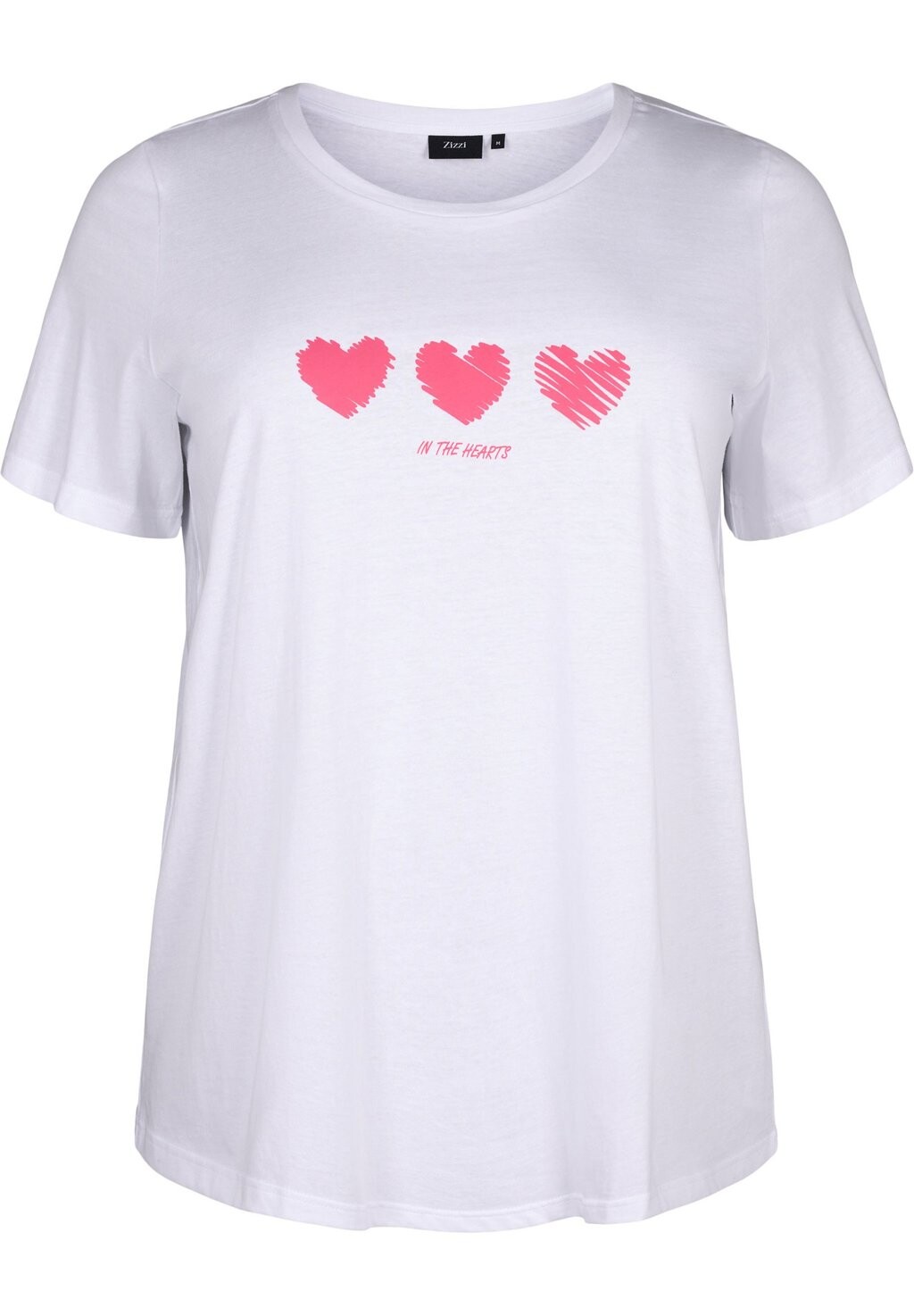 

Футболка с принтом MIT RUNDHALSAUSSCHNITT Zizzi, цвет b white w hearts