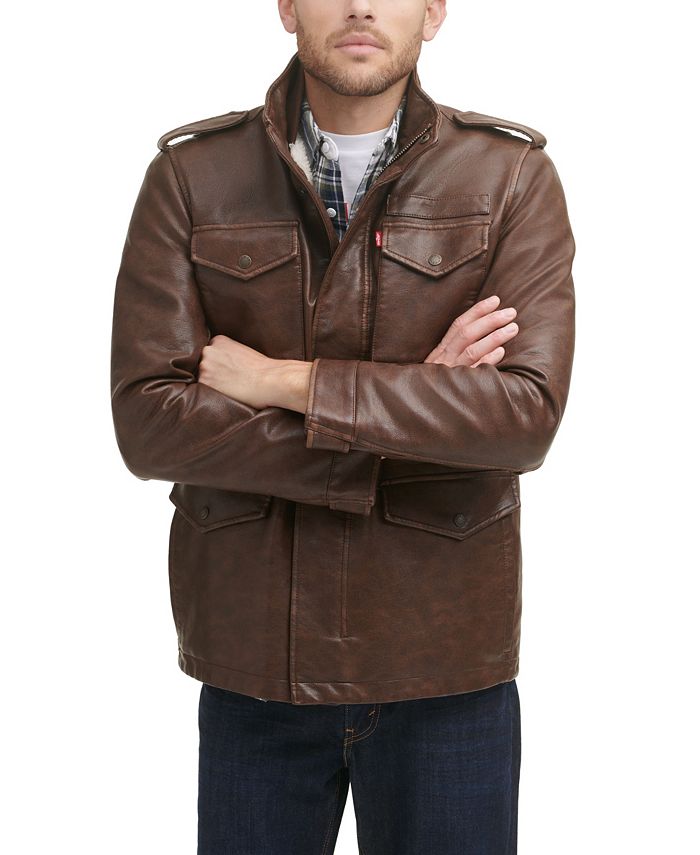 Мужская полевая куртка из искусственной кожи с четырьмя карманами Levi's, коричневый