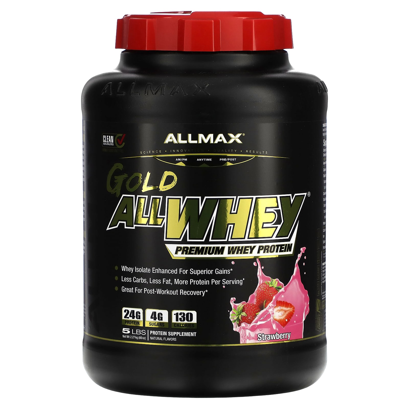 

AllWhey Gold, сывороточный протеин премиального качества, со вкусом клубники, 2,27 кг (5 фунтов), ALLMAX