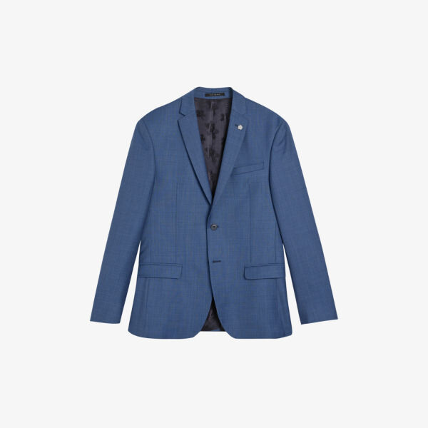 

Однобортный шерстяной пиджак приталенного кроя Camdejs Ted Baker, синий