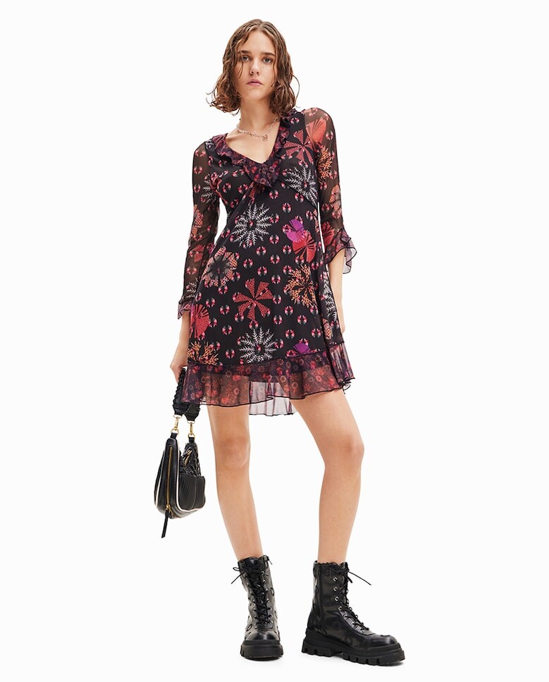 

Короткое платье с рюшами Desigual, черный