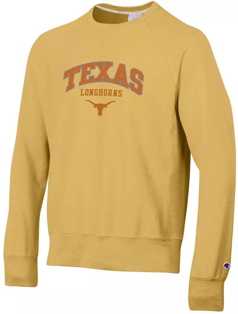 

Мужской пуловер с круглым вырезом Champion Texas Longhorns Gold Vintage обратного переплетения