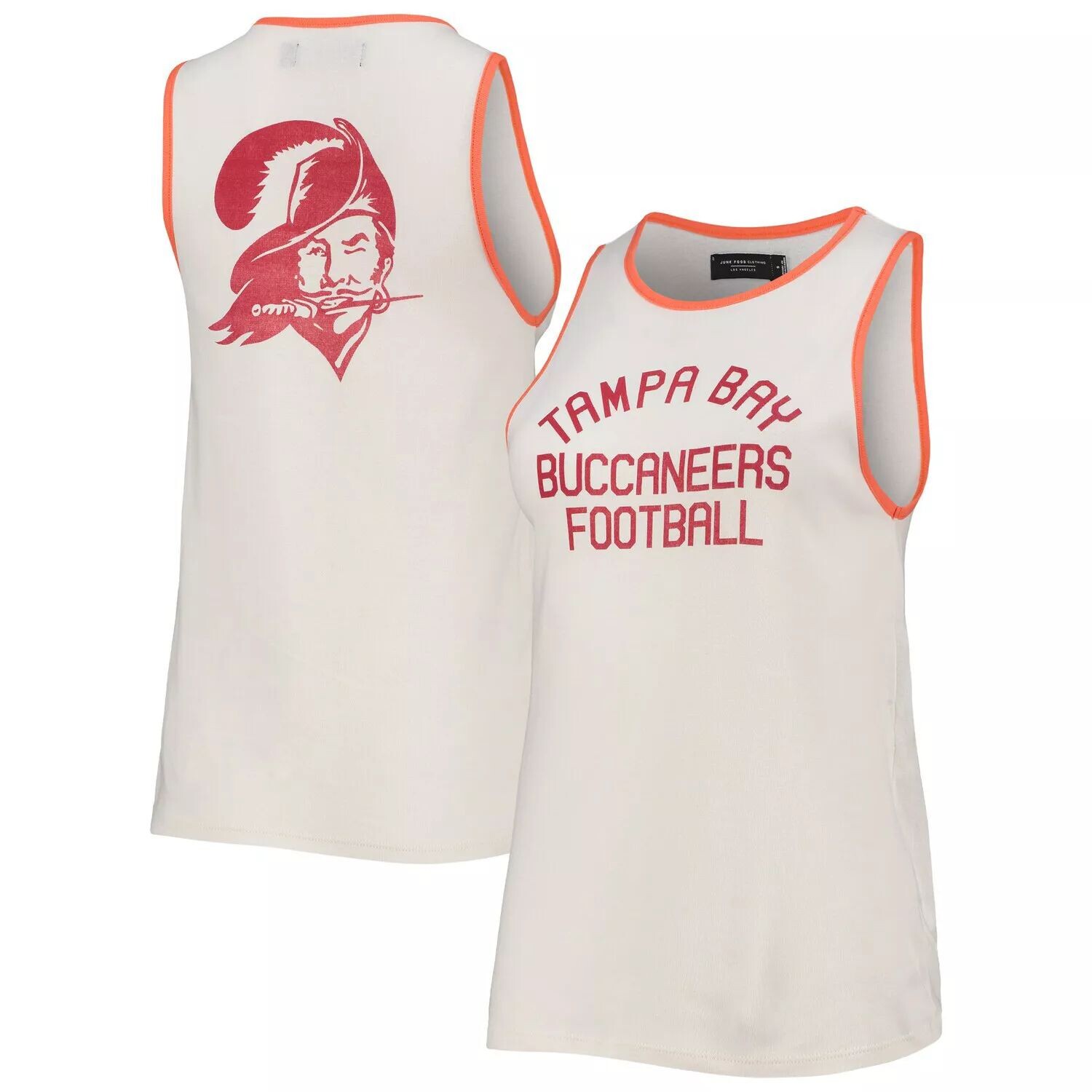 

Женская фаст-фуд белая/оранжевая майка с круглым вырезом Tampa Bay Buccaneers Throwback в стиле поп-переплет