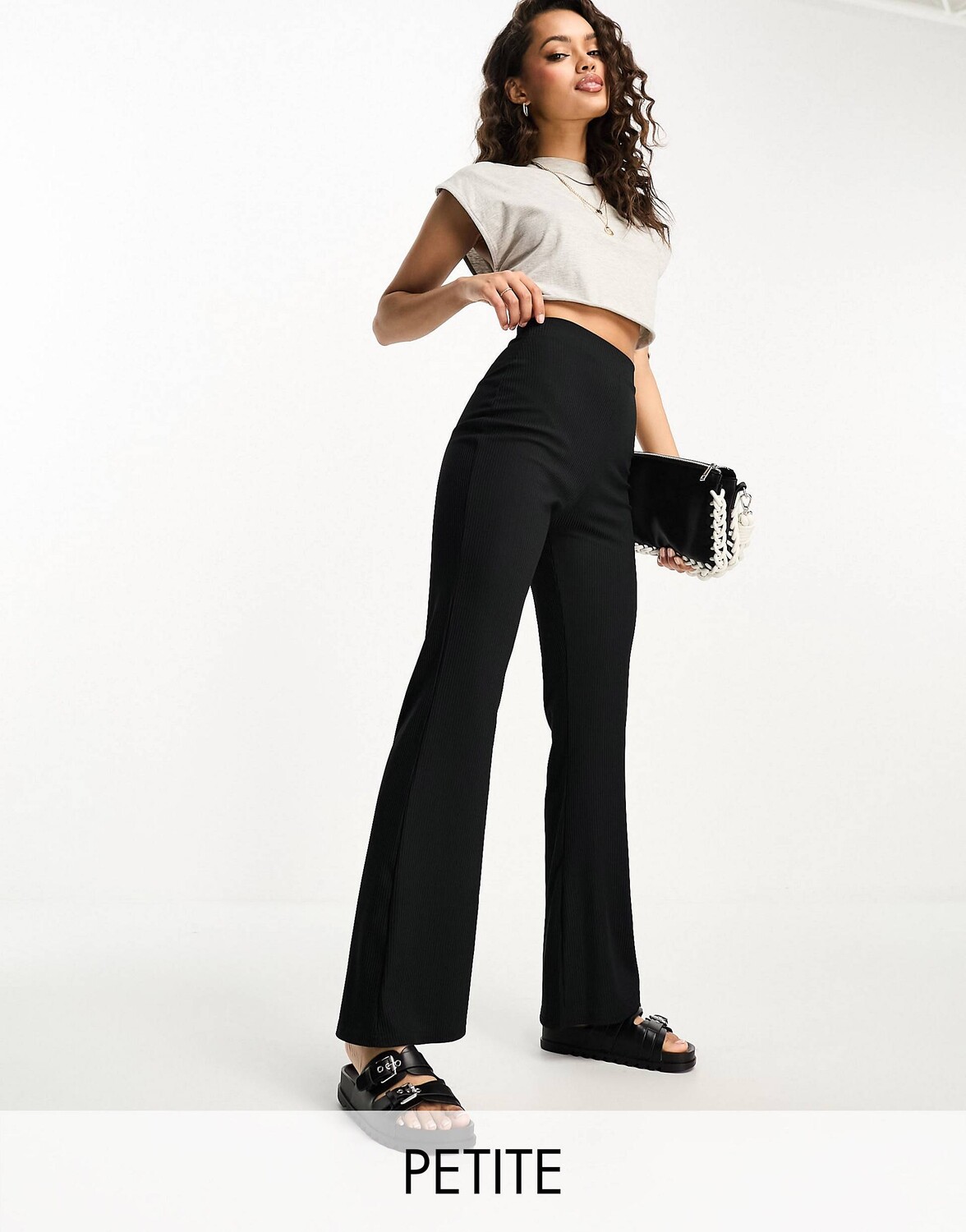 

Черные широкие брюки в рубчик Miss Selfridge Petite