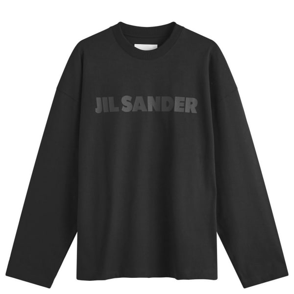 

Футболка с длинными рукавами и тональным логотипом Jil Sander, черный