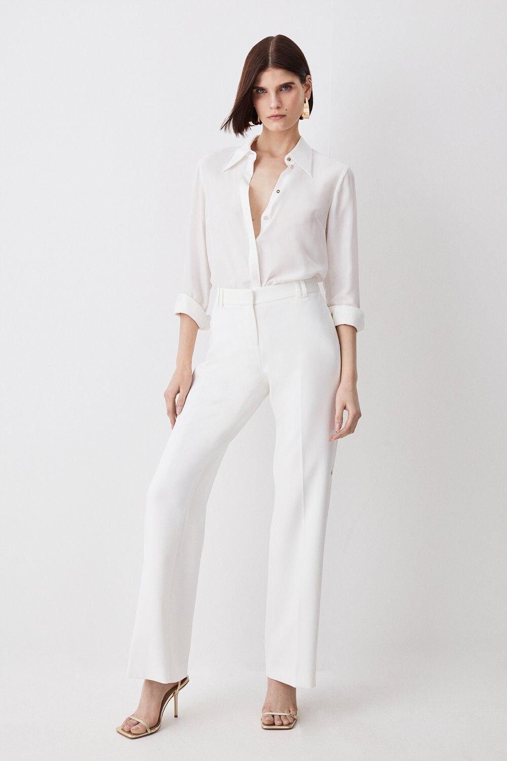 

Высокие компактные эластичные брюки с люверсами Karen Millen, белый