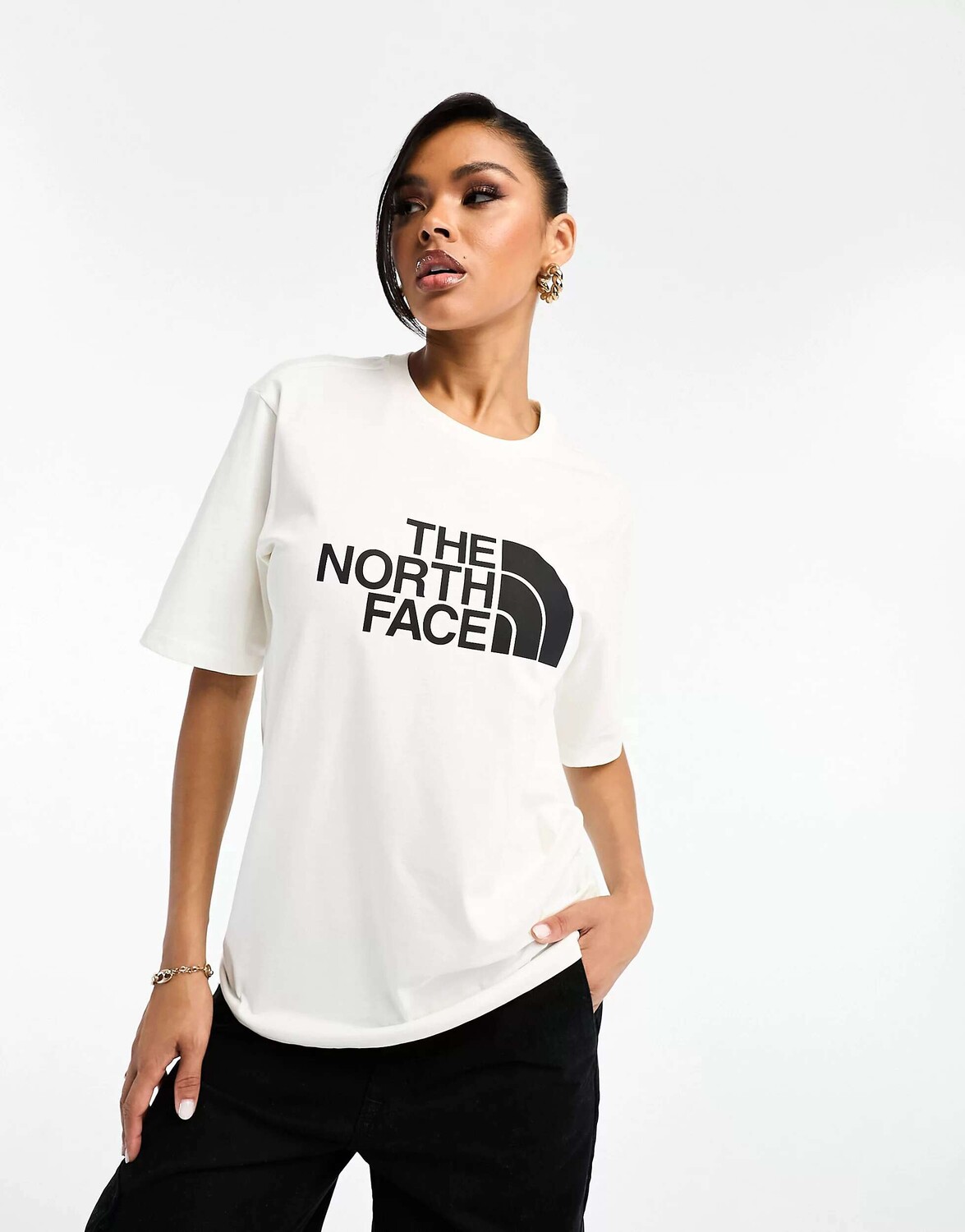 

Кремовая футболка свободного кроя с логотипом на груди The North Face, Бежевый