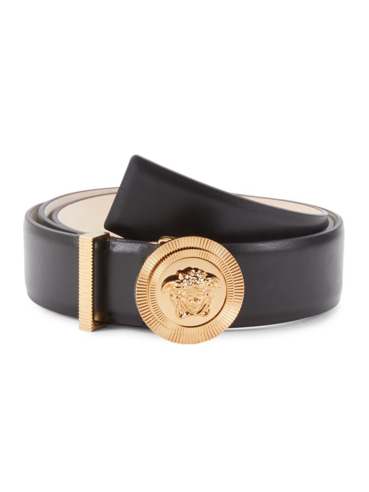 

Кожаный ремень с Медузой Versace, цвет Black Gold
