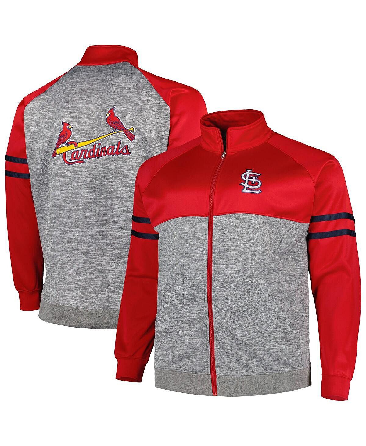 

Мужская красная, серо-хизеровая спортивная куртка St. Louis Cardinals Big and Tall с молнией во всю длину реглан Profile, Красный