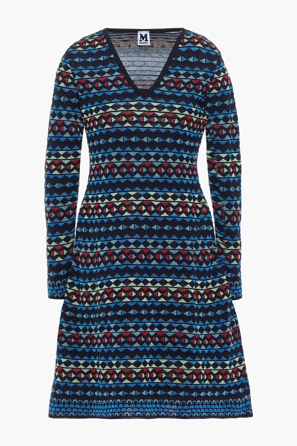 

Мини-платье металлизированной вязки крючком M Missoni, темно-синий