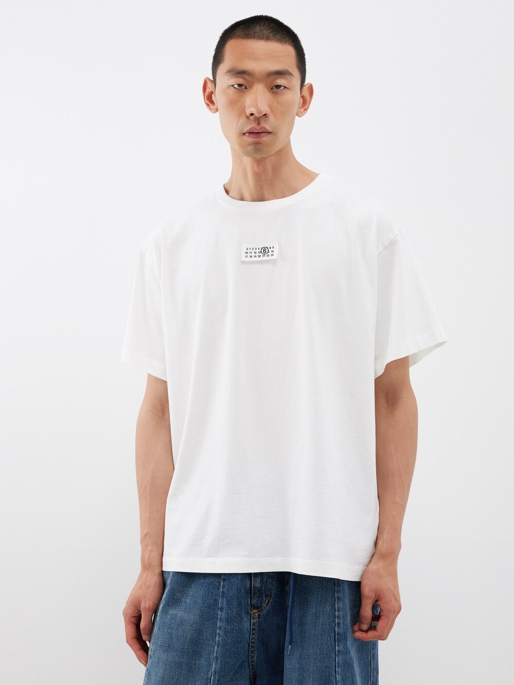 

Футболка из хлопкового джерси с нашивкой-логотипом MM6 Maison Margiela, белый