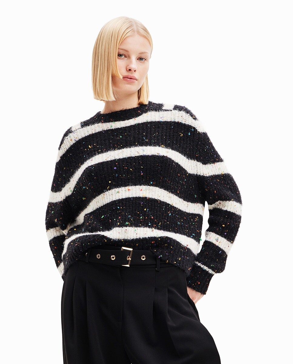 

Полосатый свитер оверсайз Desigual, черный