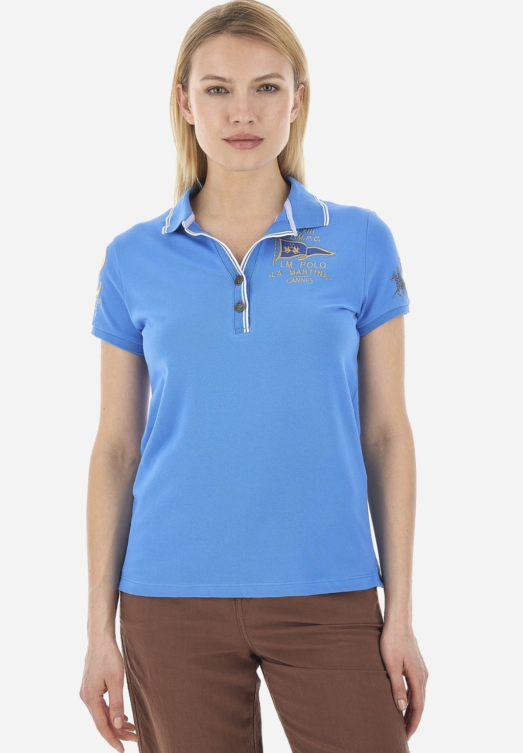 Поло Short-Sleeved Polo Shirt La Martina, цвет azurblau