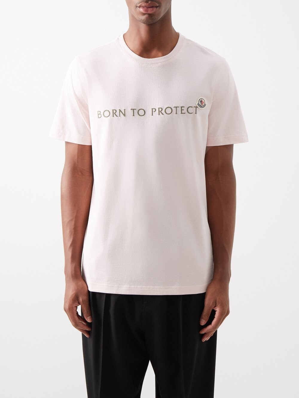 

Футболка из смесового хлопка с вышивкой born to protect Moncler, розовый