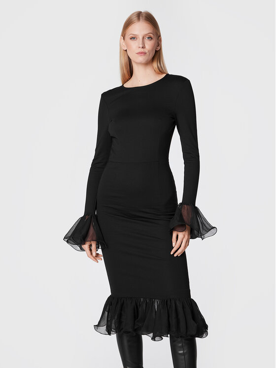 Коктейльное платье стандартного кроя Rotate, черный блуза белая стандартного кроя rotate черный