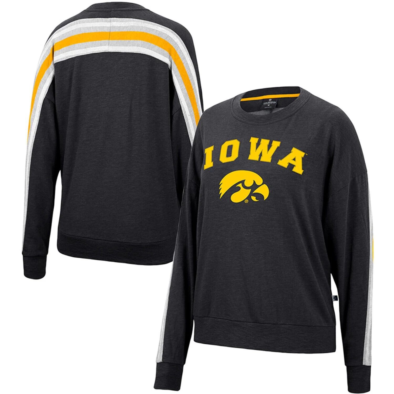 

Женский объемный пуловер с капюшоном Colosseum Heathered Black Iowa Hawkeyes Team Colosseum