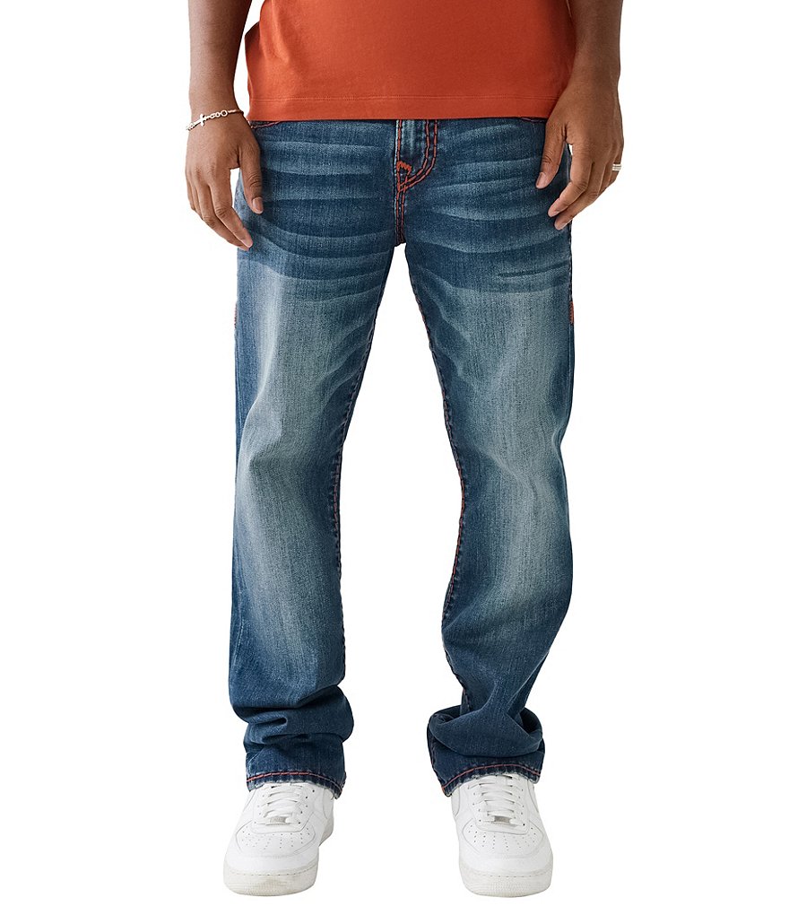 цена Комфортные эластичные прямые джинсы True Religion Ricky Super-T, синий
