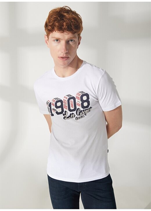 

Белая мужская футболка с круглым вырезом 232 LCM 242027 ZETA WHITE Lee Cooper, белый